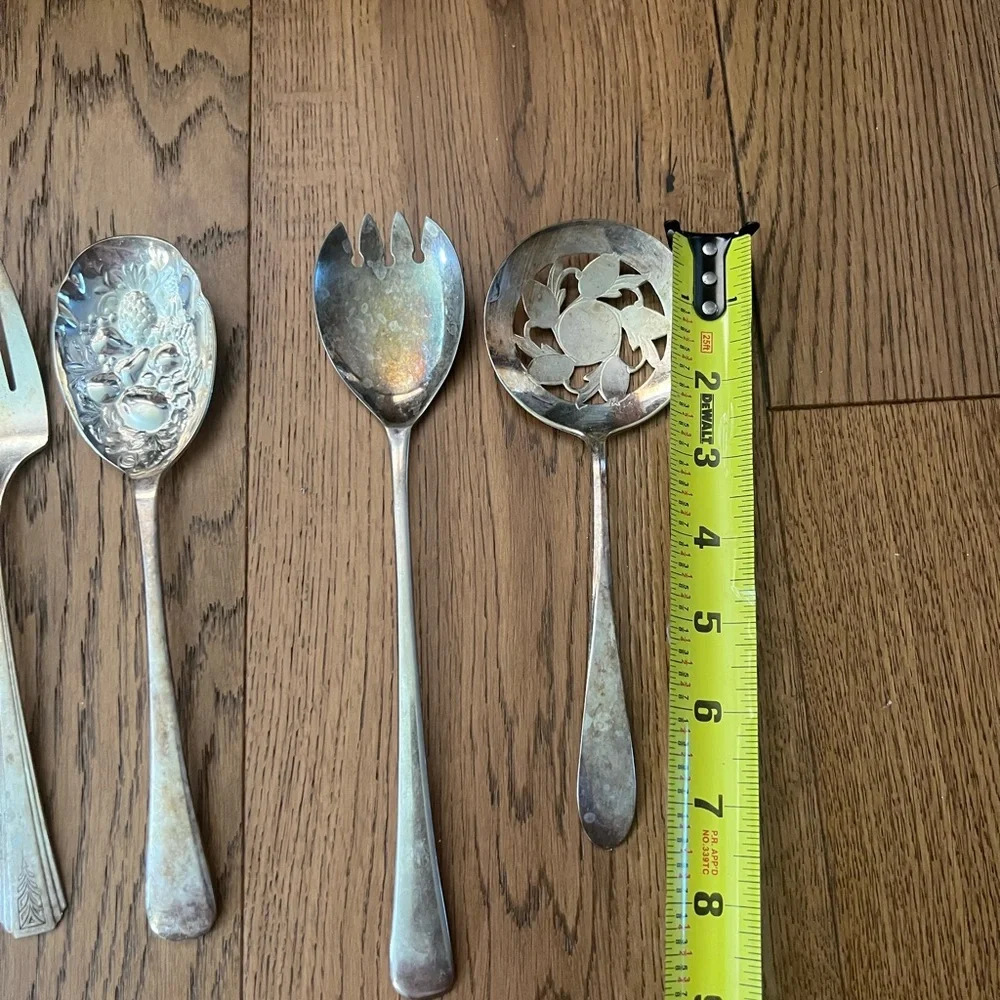 Vintage Silver plated serving fork and Spoons